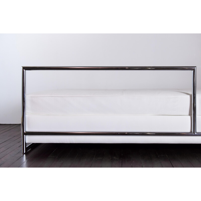 Vintage Eileen Gray Daybed in white leather and chrome