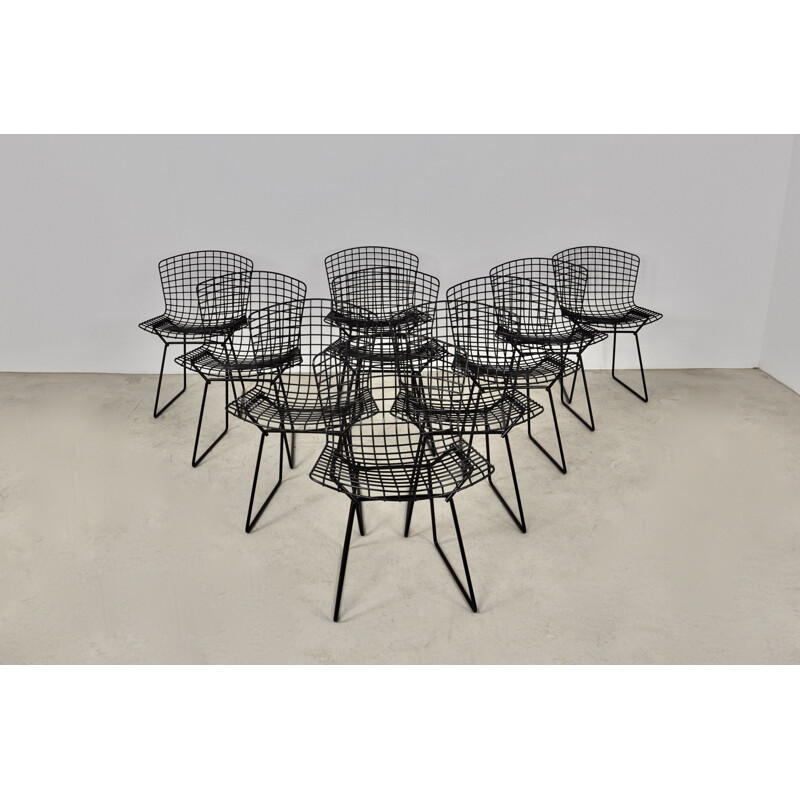 Lot de 10 chaises vintage classiques 420 de Harry Bertoia pour Knoll