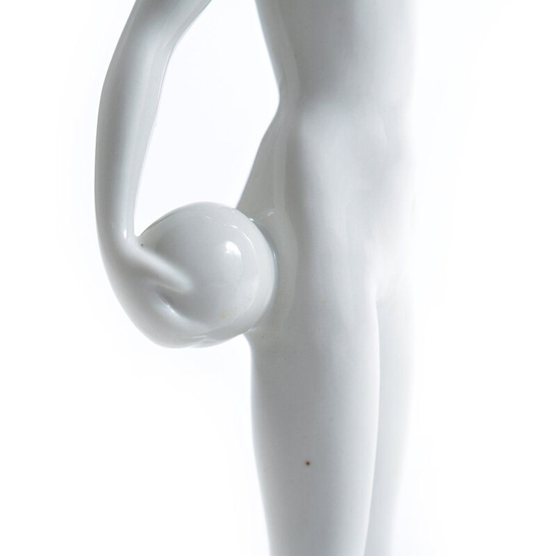 Vintage white porcelain woman statue, Czechoslovakia 1960