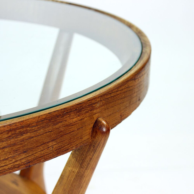 Vintage Round Coffee Table By Kropáček & Koželka, Czechoslovakia 1940s