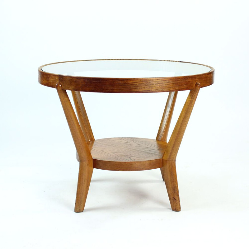 Vintage Round Coffee Table By Kropáček & Koželka, Czechoslovakia 1940s