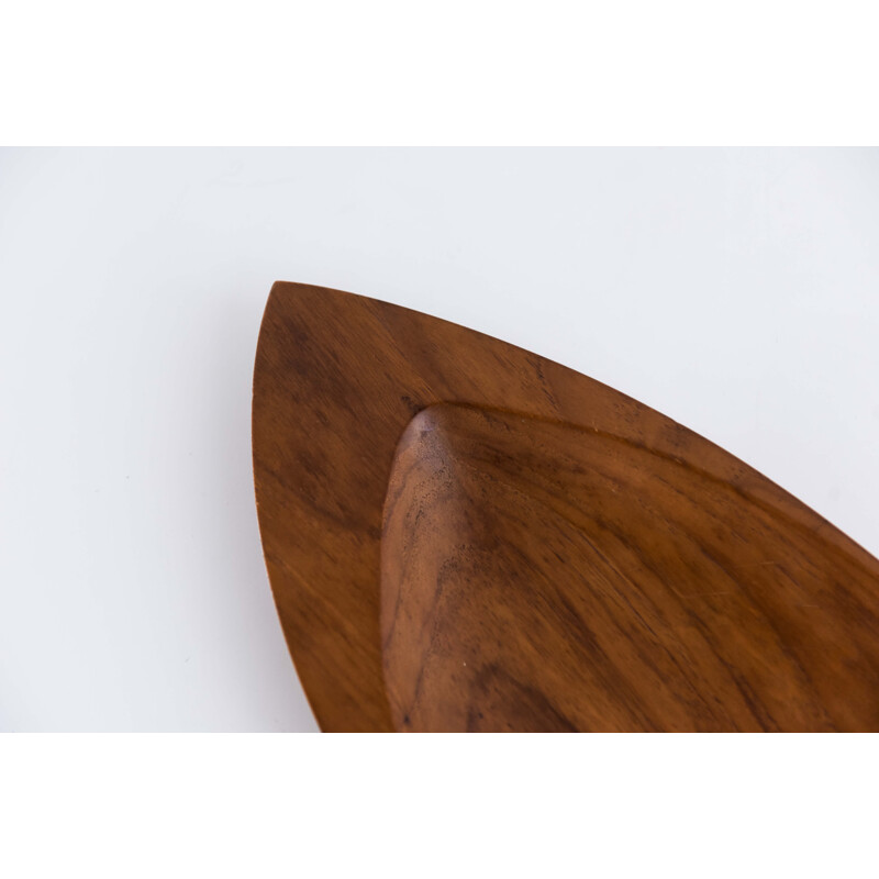 Vintage Leaf shaped teak tray by Skjode Skjern