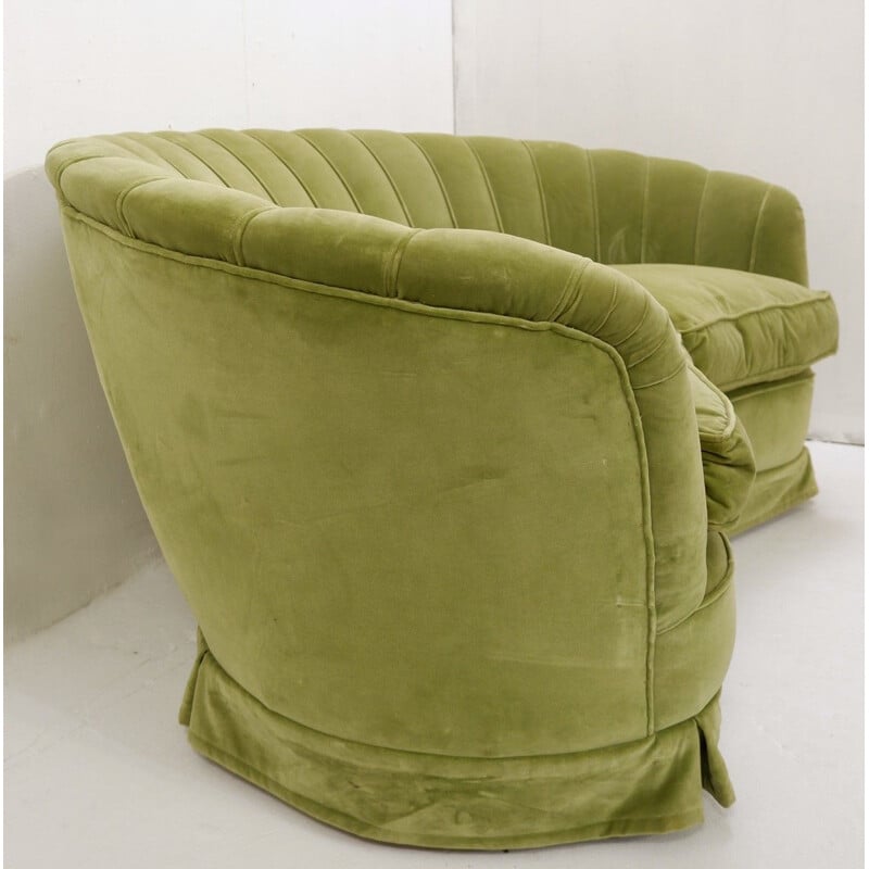 Vintage Shell Sofa Vintage 2 Seater Velvet Sofa Green Original