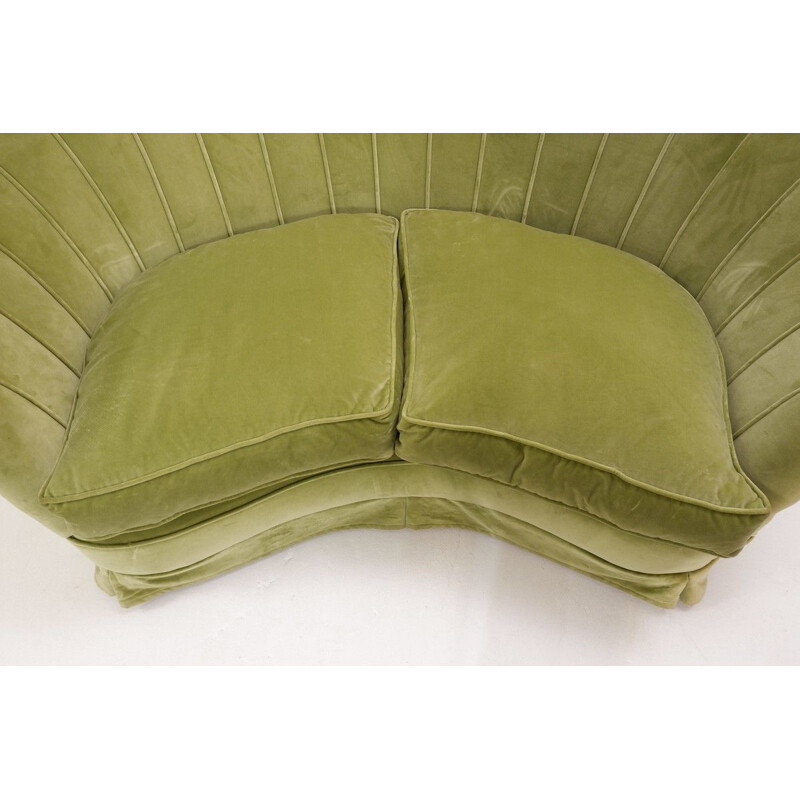 Vintage Shell Sofa Vintage 2 Seater Velvet Sofa Green Original