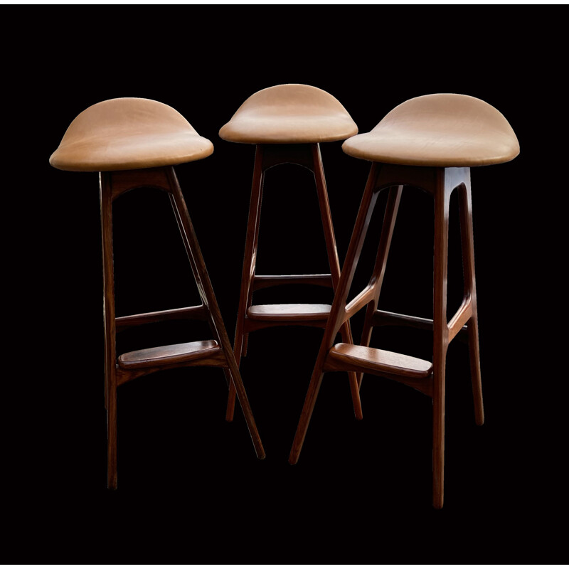 Set of 3 vintage Barstools by Erik Buch for O.D Mobler