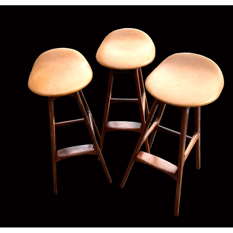 Set of 3 vintage Barstools by Erik Buch for O.D Mobler