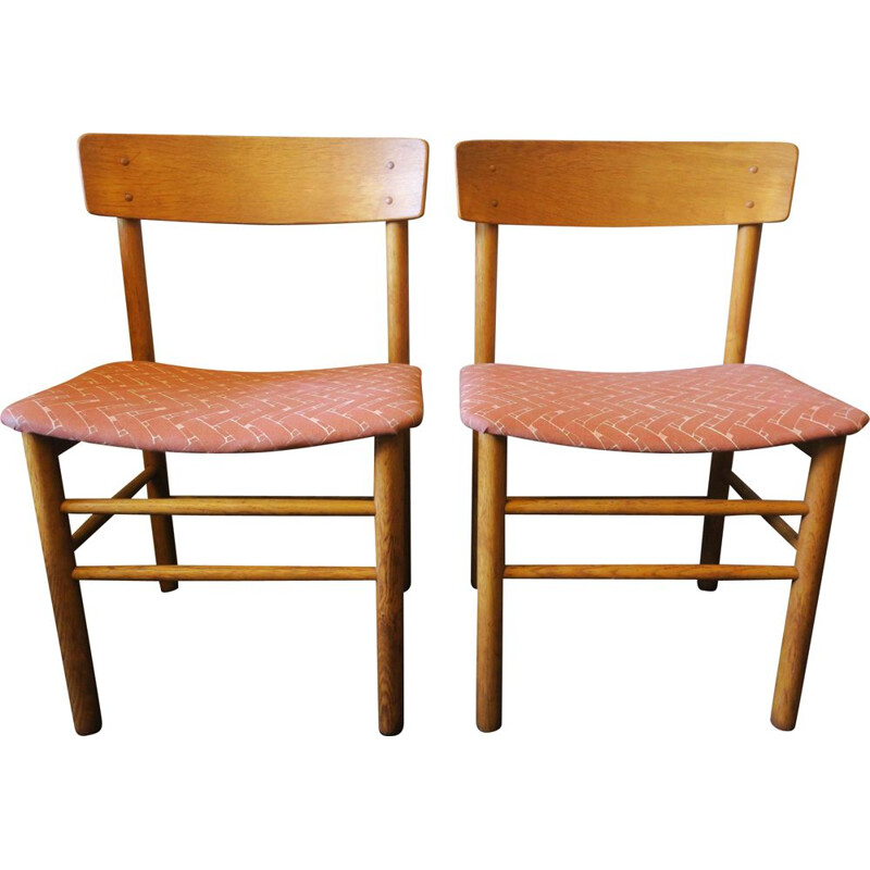 Pair of vintage Elm J39 Side Chairs by Borge Mogensen for Farstrup Mobler 1950s