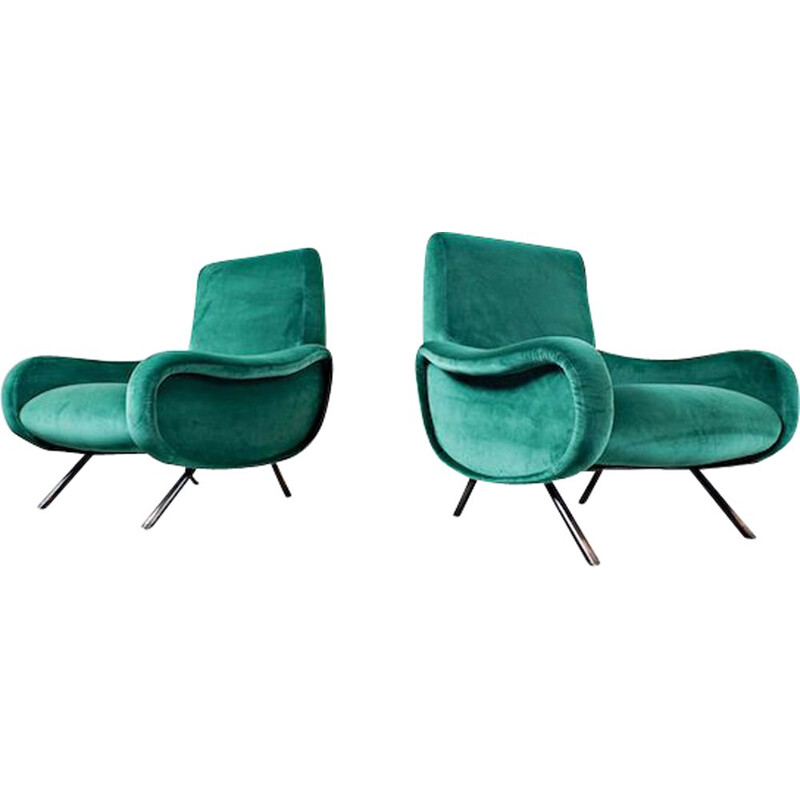 Pair of vintage Zanuso Armchairs For Arflex Lady 1950s