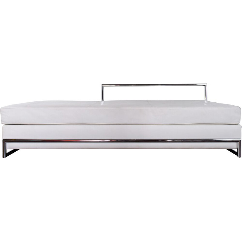 Vintage Eileen Gray Daybed in white leather and chrome