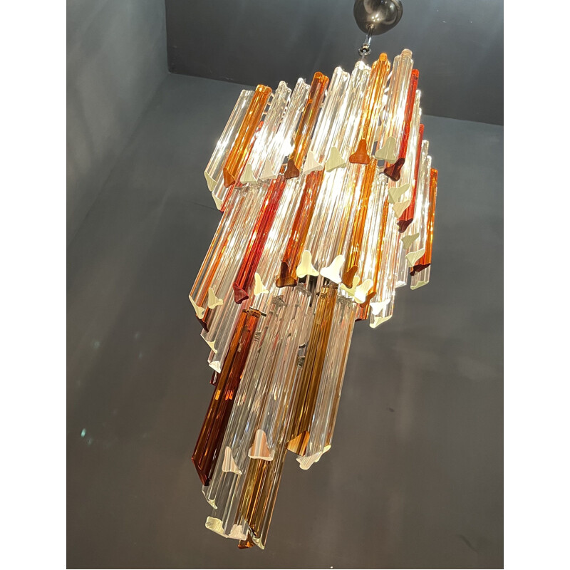 Large vintage Murano Glass Prism Chandelier 1970s 