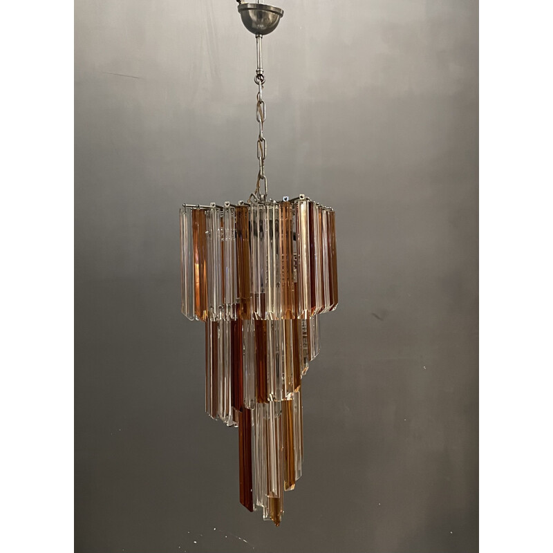 Large vintage Murano Glass Prism Chandelier 1970s 