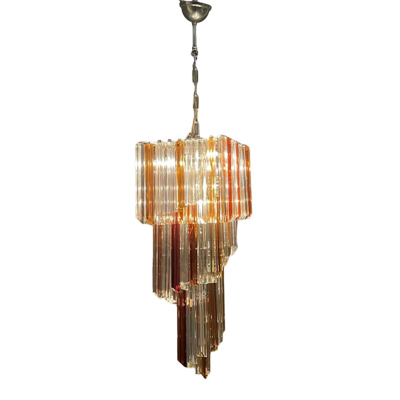 Large vintage Murano Glass Prism Chandelier 1970s 