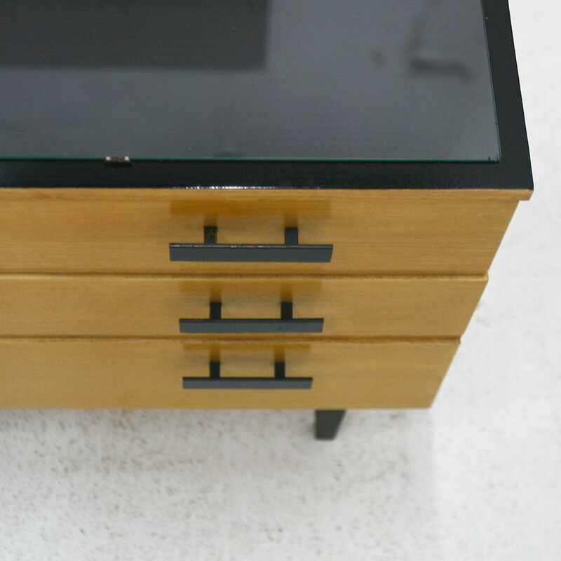 Dressing table in ashwood and metal with mirror - 1950s