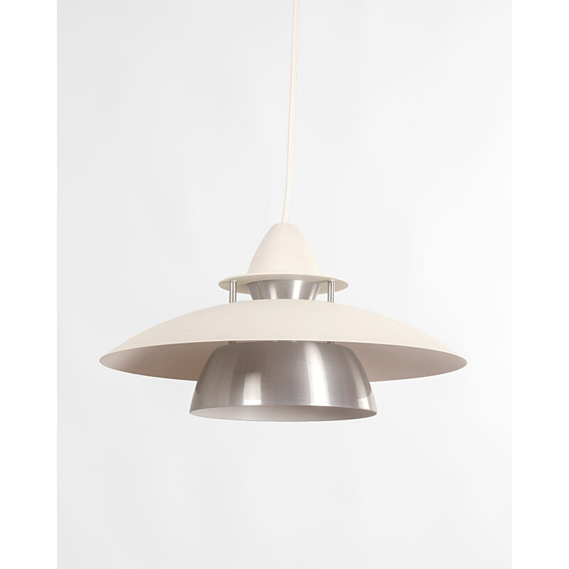 Lampe vintage en métal blanc et acier, Danemark 1960