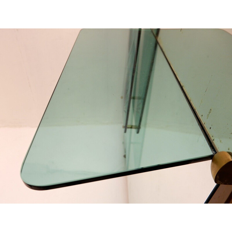 Espejo de consola vintage con panel de cristal grabado en verde Tapa de cristal verde Italia
