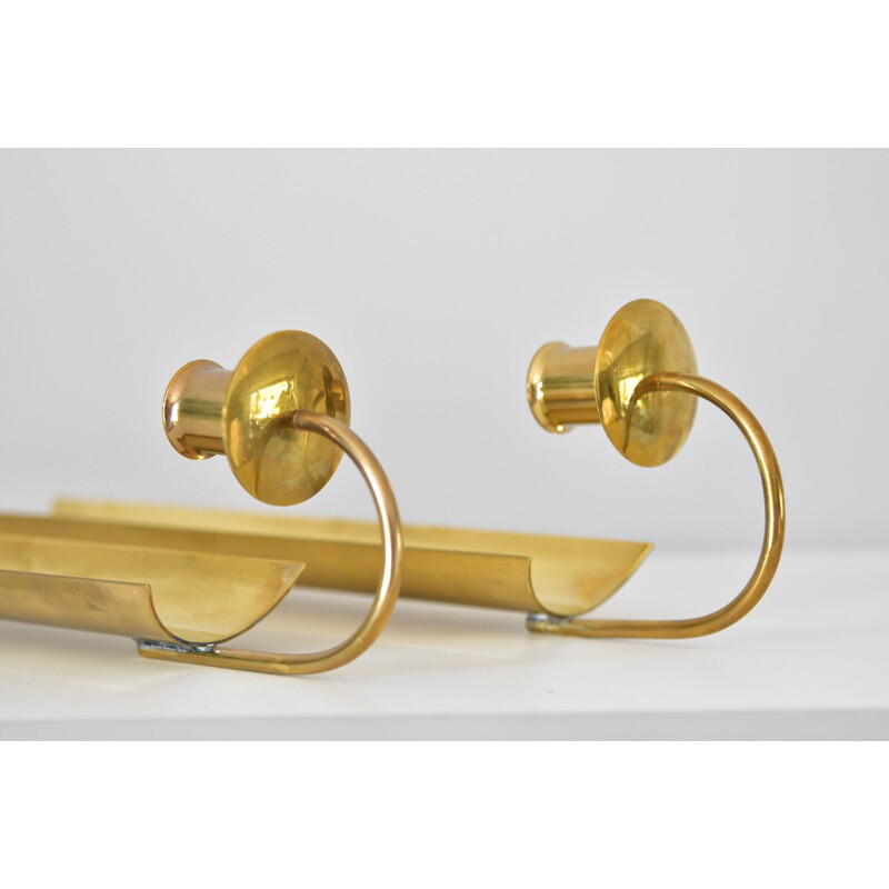 Pair of Vintage Brass Wall Candlesticks, Reflex by Pierre Forsell for Skultuna Sweden 1960s
