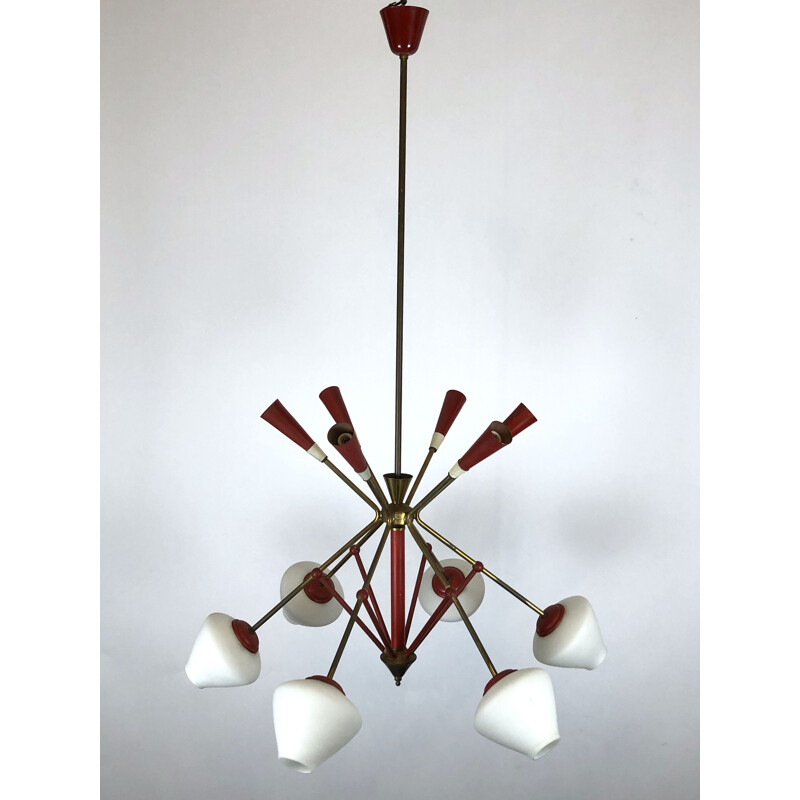 Vintage  Stilnovo sputnik chandelier Midcentury 1950s