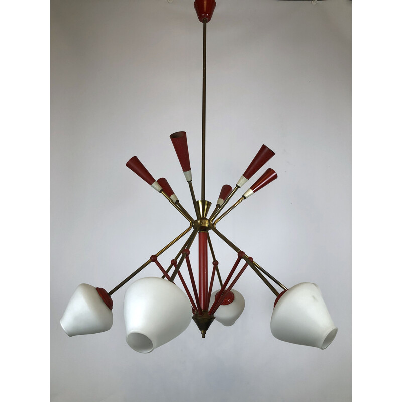 Vintage  Stilnovo sputnik chandelier Midcentury 1950s