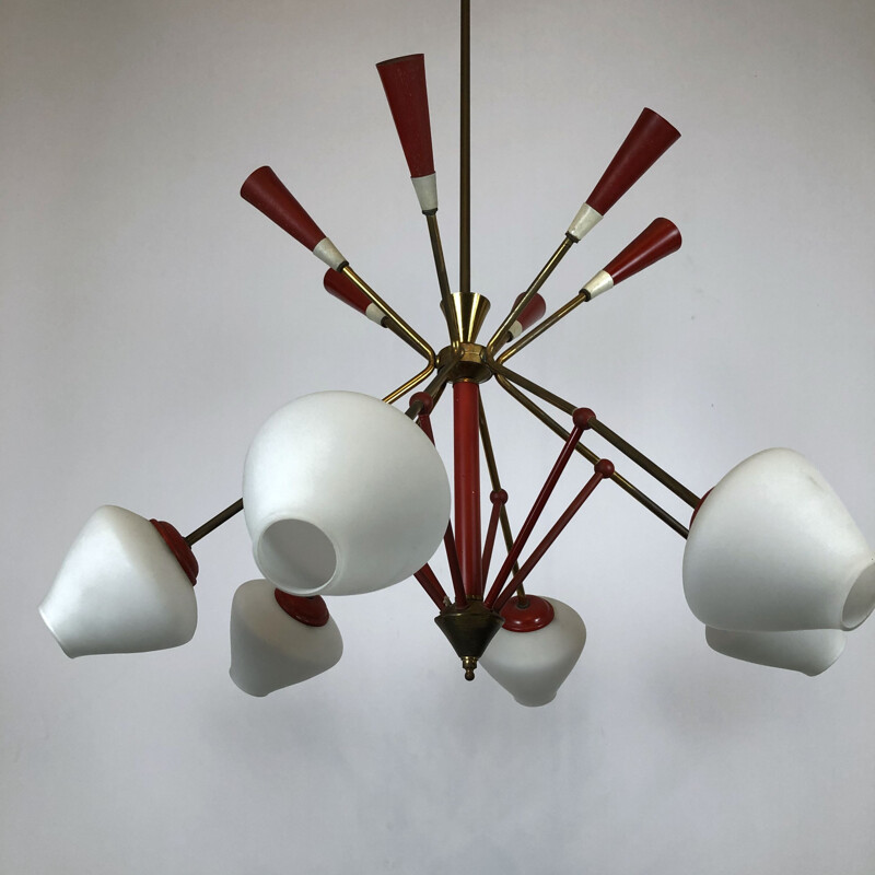 Vintage  Stilnovo sputnik chandelier Midcentury 1950s