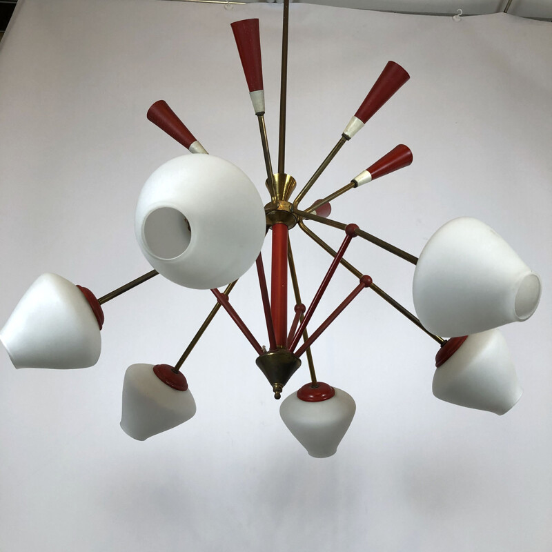 Vintage  Stilnovo sputnik chandelier Midcentury 1950s