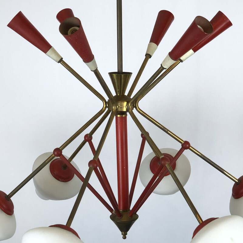 Vintage  Stilnovo sputnik chandelier Midcentury 1950s