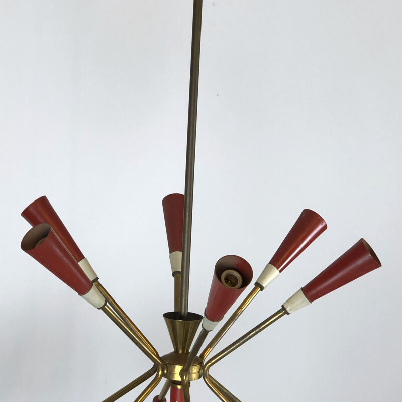 Vintage  Stilnovo sputnik chandelier Midcentury 1950s