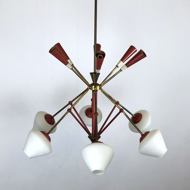 Vintage  Stilnovo sputnik chandelier Midcentury 1950s