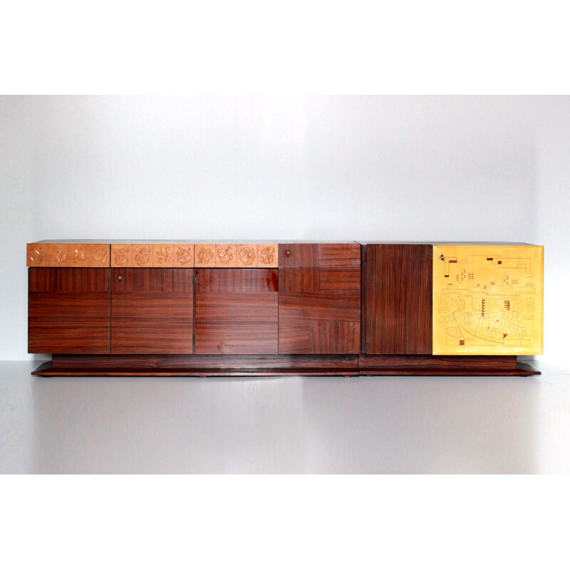 Vintage Mahogany Sideboard Mid-Century  by Dassi Italian 1950s