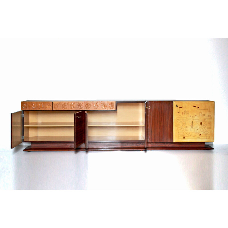 Vintage Mahogany Sideboard Mid-Century  by Dassi Italian 1950s