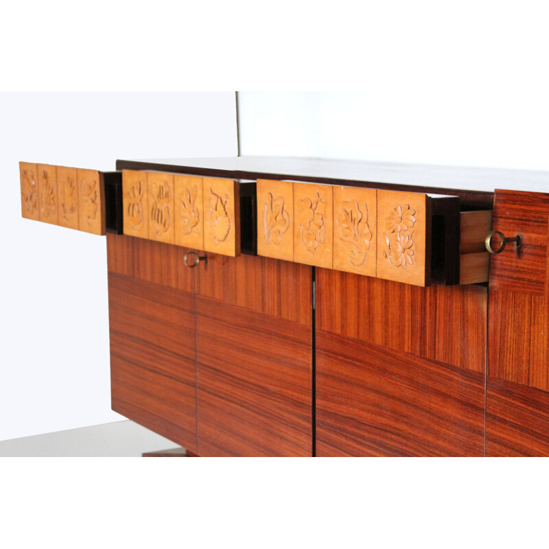 Vintage Mahogany Sideboard Mid-Century  by Dassi Italian 1950s