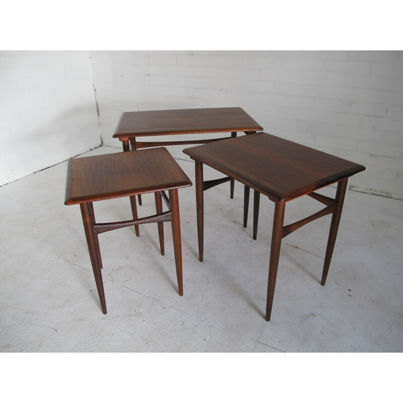 Set of 3 rosewood nesting tables, Kai KRISTIANSEN - 1950s