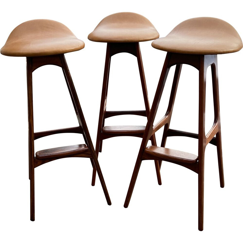 Set of 3 vintage Barstools by Erik Buch for O.D Mobler