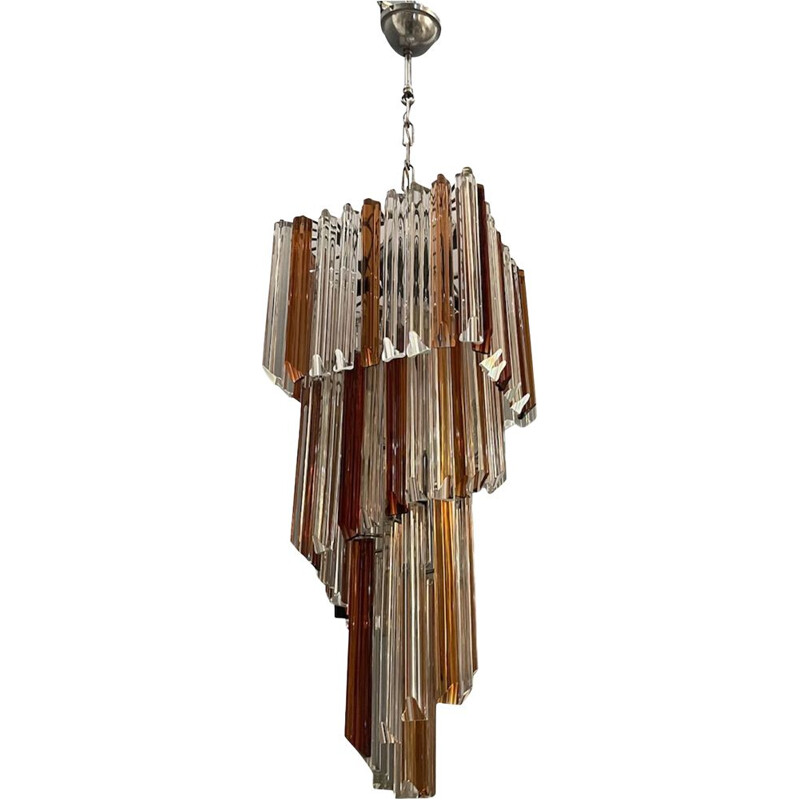 Large vintage Murano Glass Prism Chandelier 1970s 