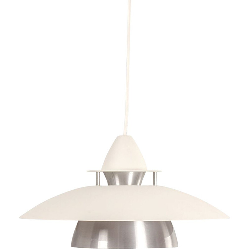 Lampe vintage en métal blanc et acier, Danemark 1960