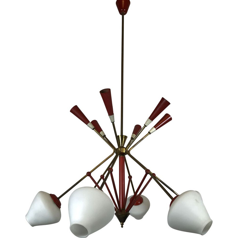 Vintage  Stilnovo sputnik chandelier Midcentury 1950s