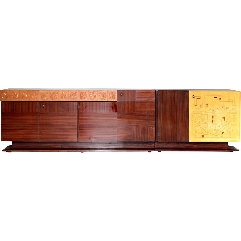 Vintage Mahogany Sideboard Mid-Century  by Dassi Italian 1950s