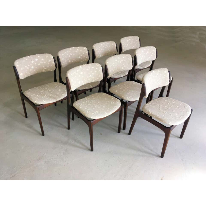 Set of 8 Vintage Tanned Oak Dining Chairs by Erik Buch 1960s
