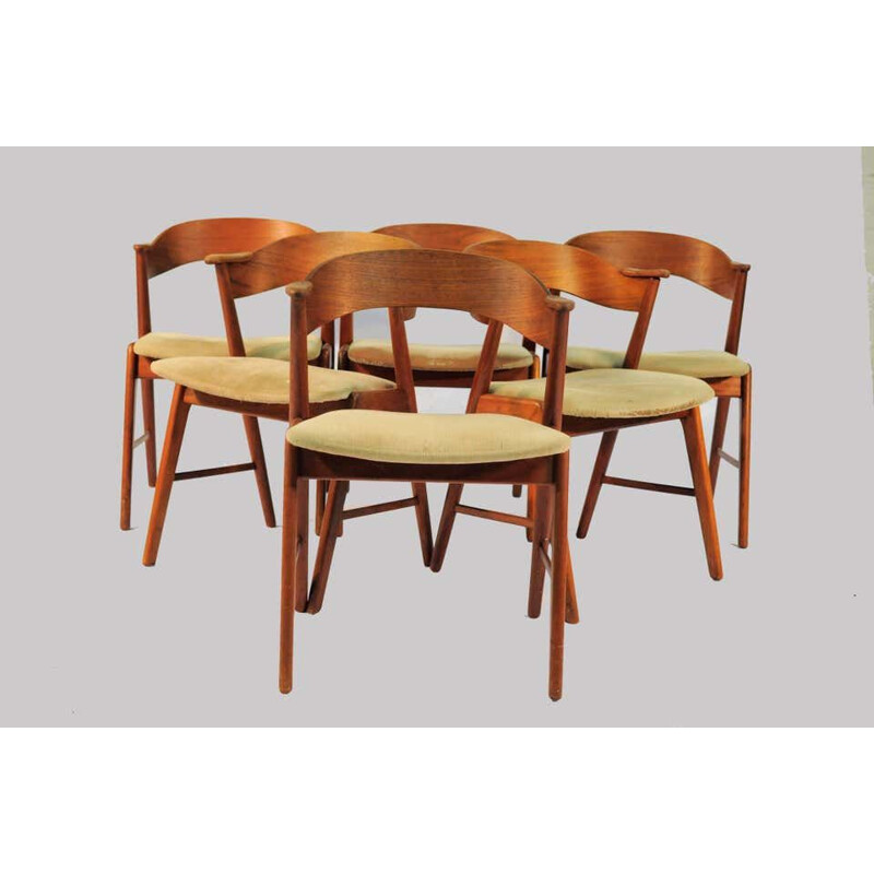 Set of 6 vintage Teak Dining Chairs Known 32, Danish 1960s