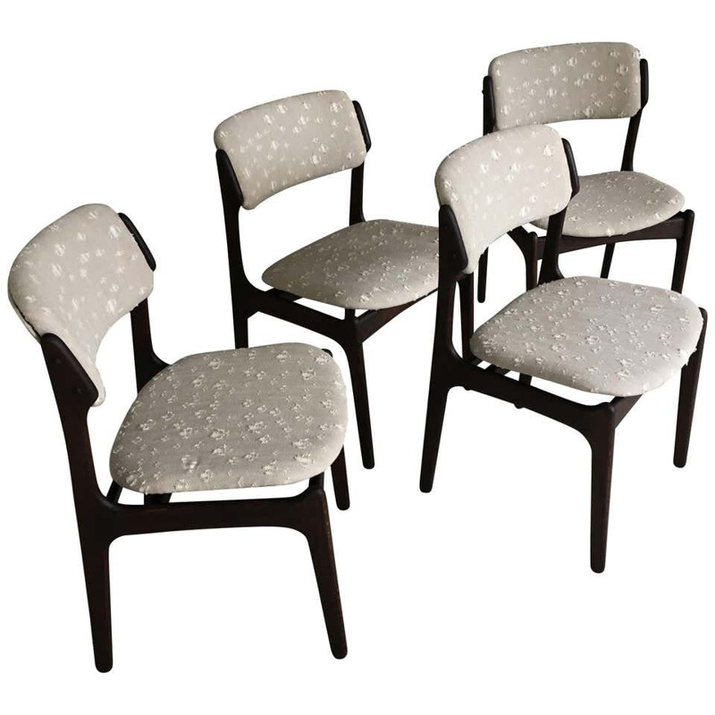 Set van 4 vintage eiken stoelen van Erik Buch 1960