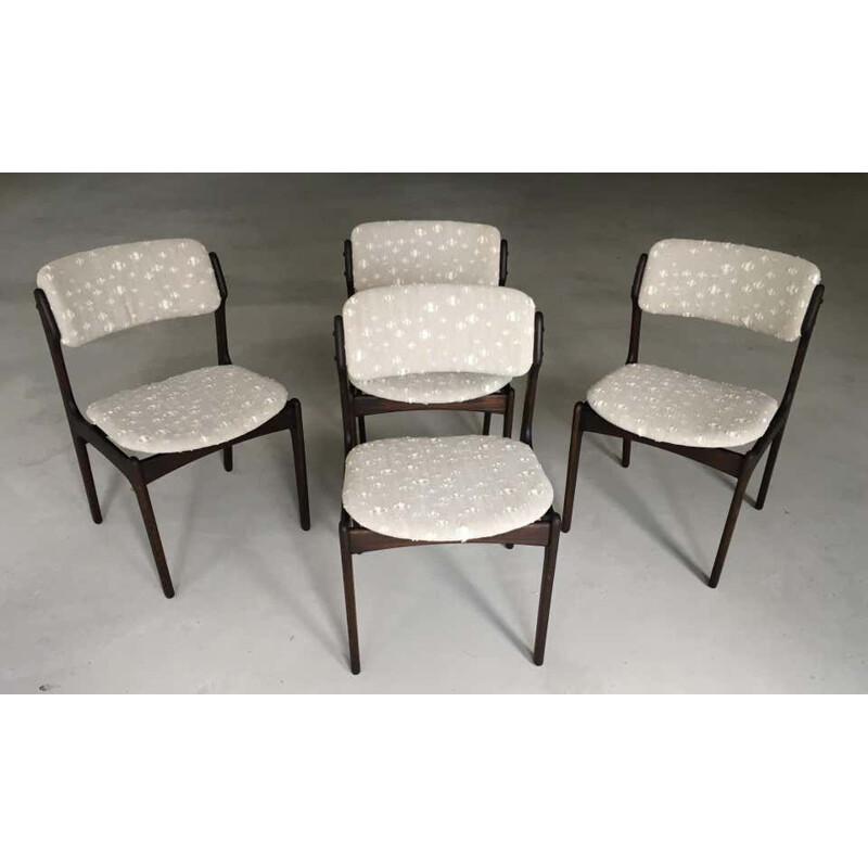 Set of 4 vintage Tanned Oak Dining Chairs by Erik Buch 1960s