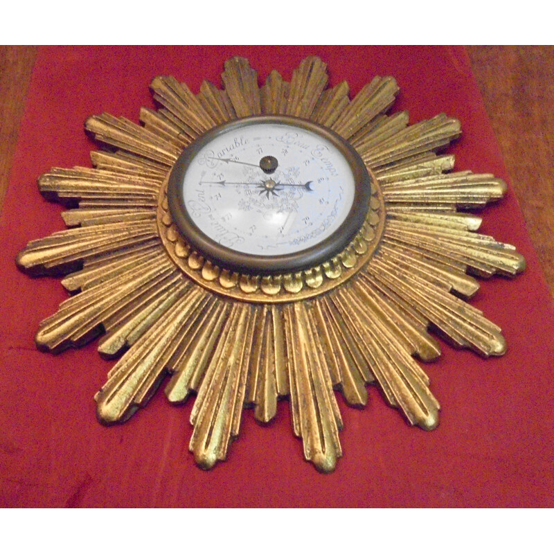 Vintage wooden barometer gilded with the leaf 1950s