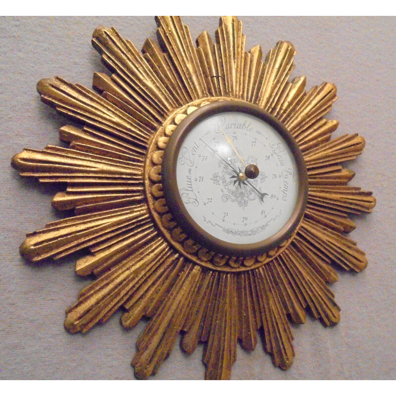 Vintage wooden barometer gilded with the leaf 1950s