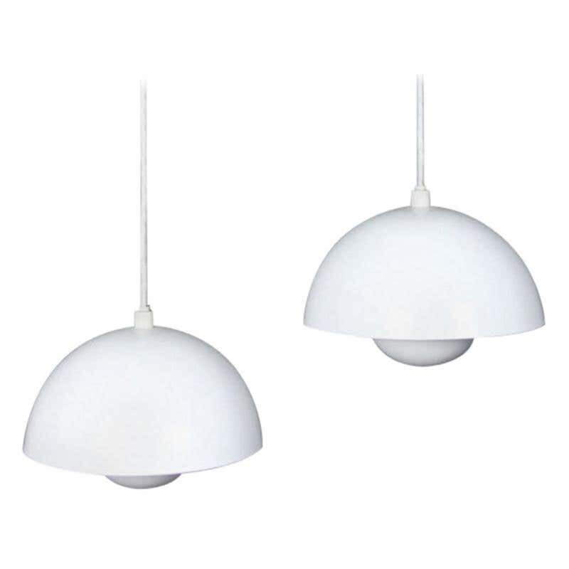 Pair of vintage Verner Panton First Edition Flowerpot Pendants by Louis Poulsen, Danish 1969s