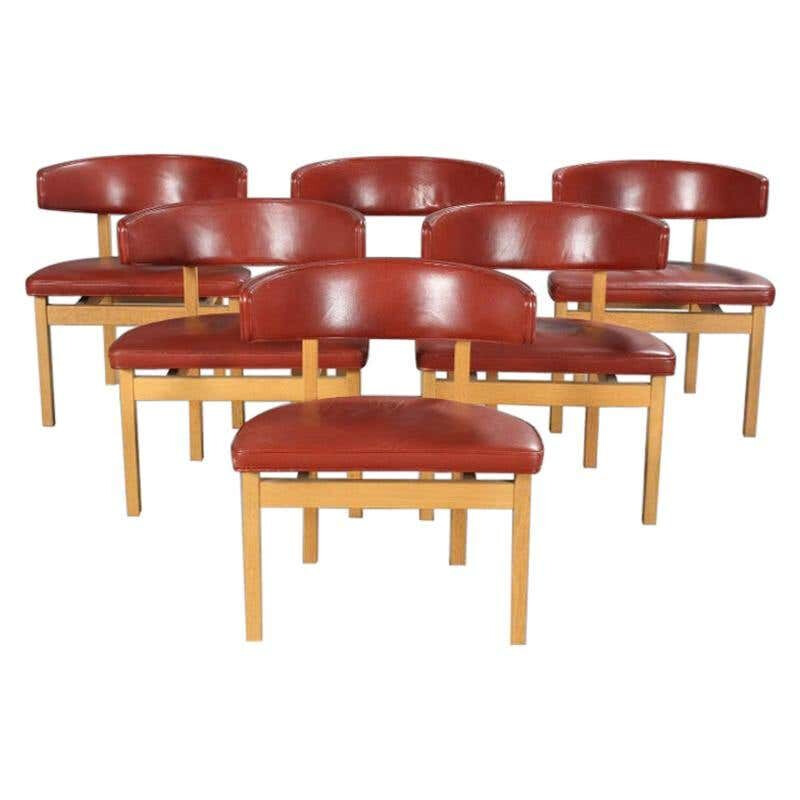 Set van 6 vintage eiken conferentie stoelen van Borge Mogensen, Denemarken 1962