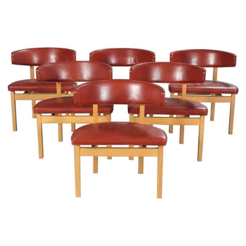Set of 6 vintage Conference Chairs in Oak by Borge Mogensen, Danish 1962s