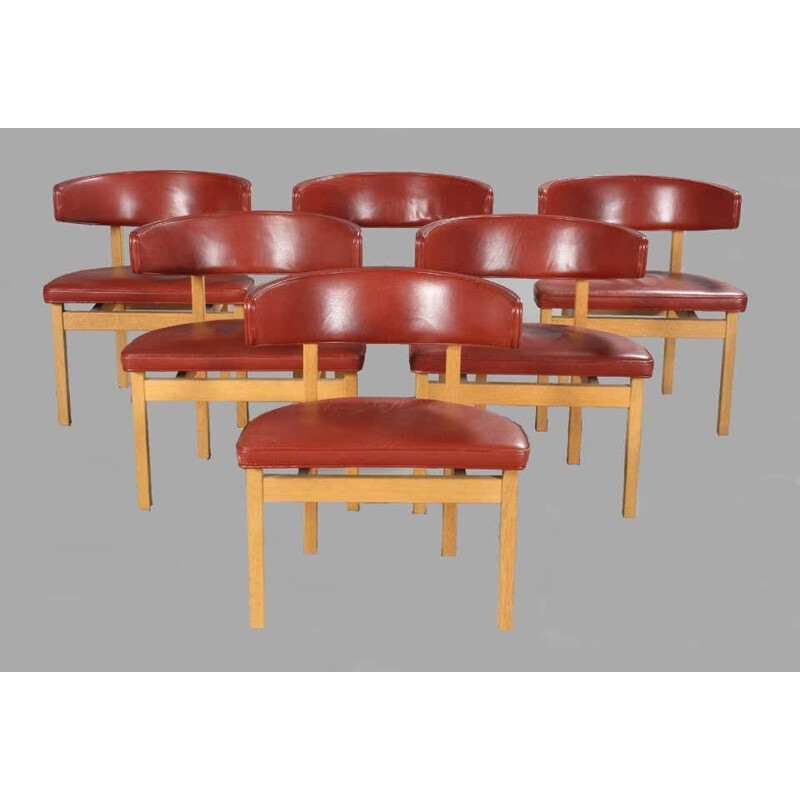 Set van 6 vintage eiken conferentie stoelen van Borge Mogensen, Denemarken 1962