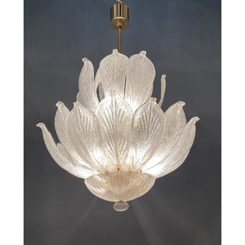 Grand suspension vintage en verre de Murano 1970