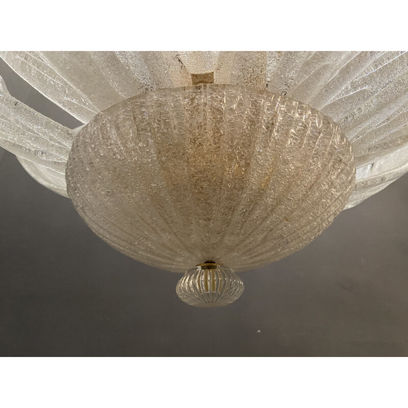 Grand suspension vintage en verre de Murano 1970