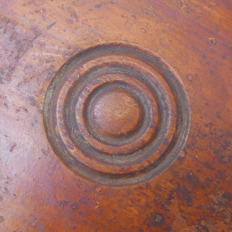 Vintage Low Wooden Bobbin Stool or Side Table, French 1950s