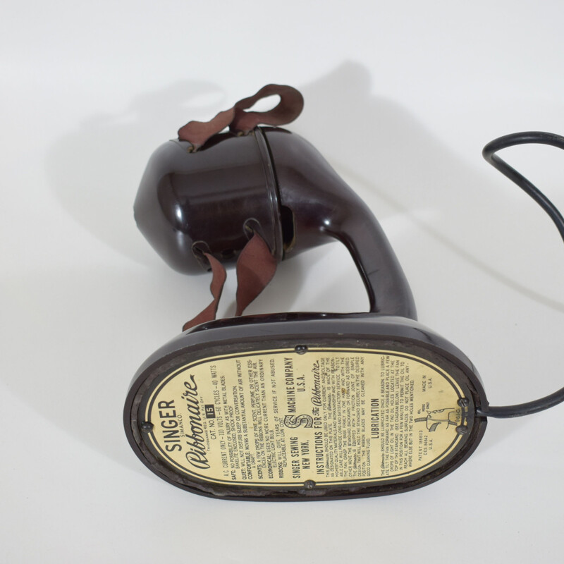 Ventilador de baquelite Vintage de W.O. Langille para a máquina de costura Singer, USA 1930